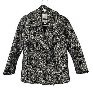 Tracy Reese Women's Blazer Animal Print Zebra‎ Black & White Petite EUC